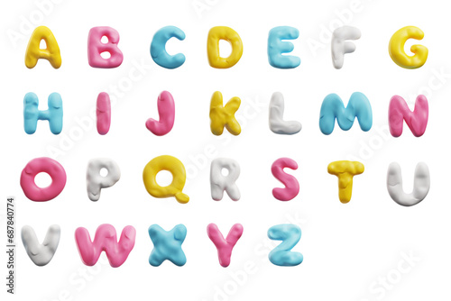 Font in clay or plasticine made style 3d realistic vector illustration isolated.