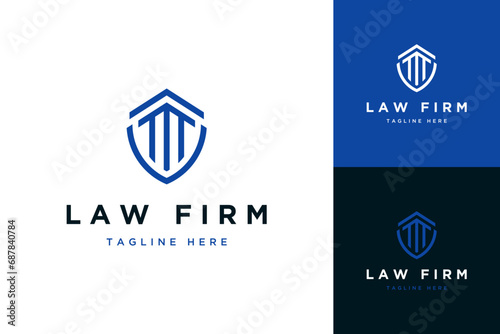 logo design law firm or shield with building poles