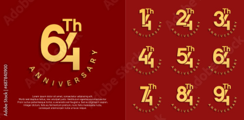 anniversary set vector design with golden color for celebration moment photo