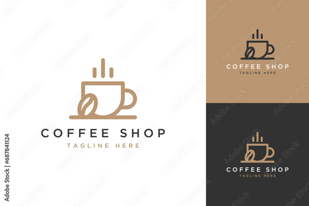 coffee shop design logo or a cup of coffee with coffee beans