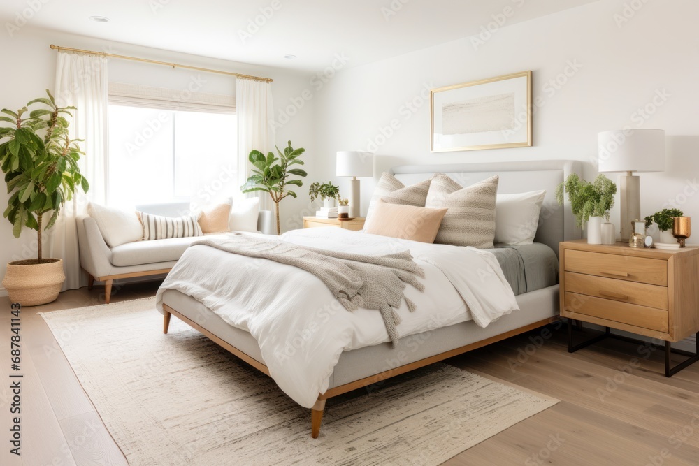 Beautiful modern interior design of bedroom background.
