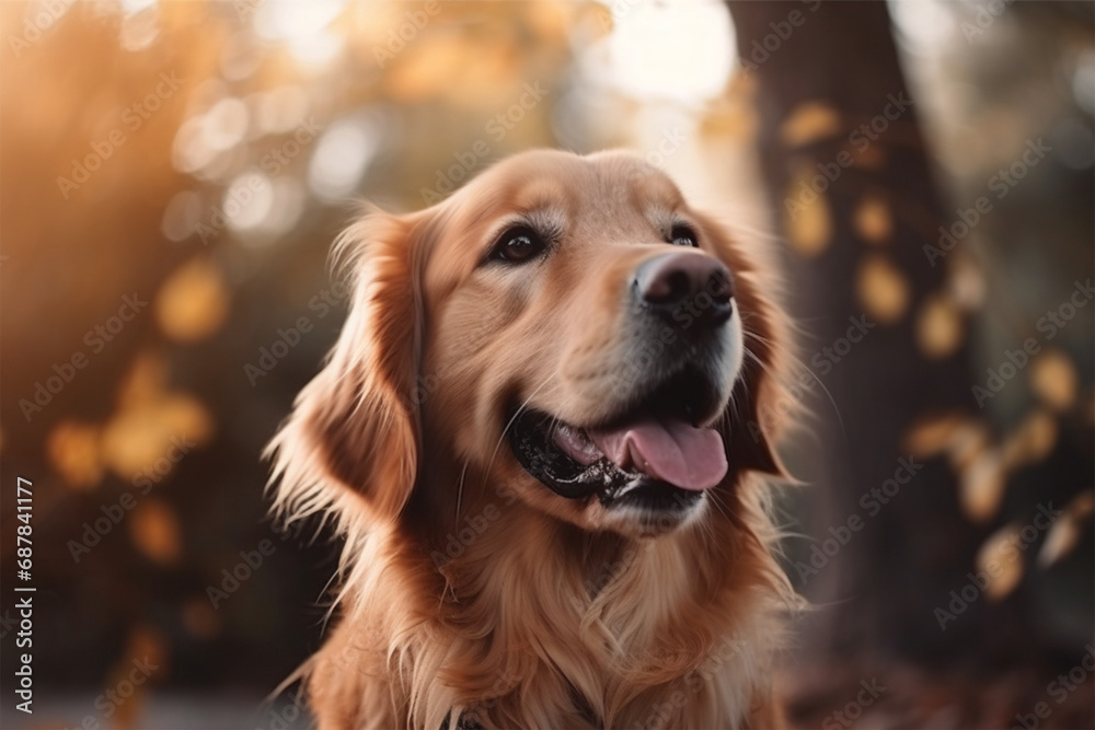 Selective focus shot of an adorable Golden Retriever dog