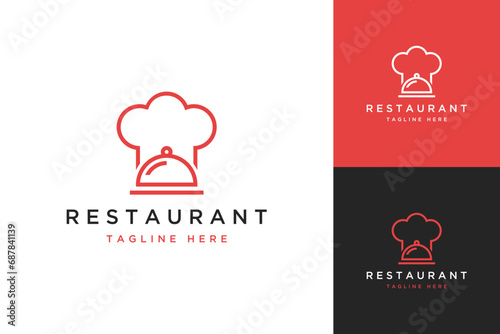 restaurant design logo or chef hat with serving hood © pixeqa