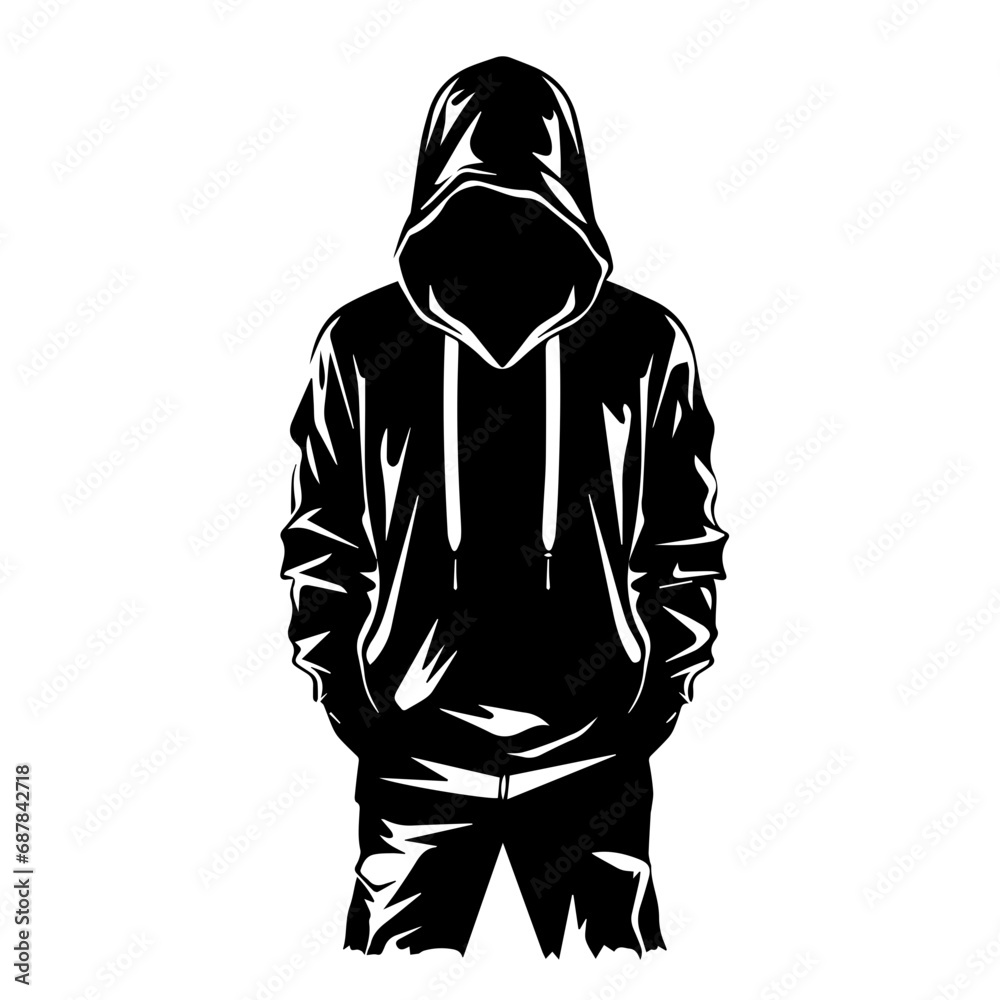 Hooded Man Logo Monochrome Design Style