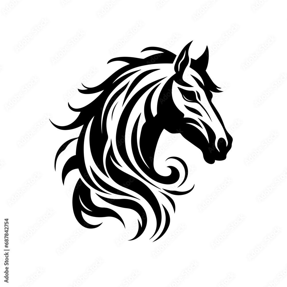 Horse Logo Monochrome Design Style