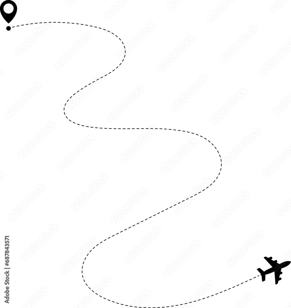 Airplane routes. Travel vector icon. Travel from start point and dotted line tracing. Airplane routes. Travel vector icon. Travel from start point and dotted line tracing.