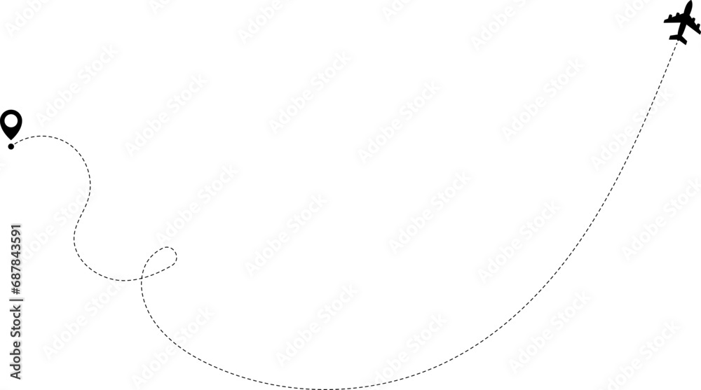 Airplane routes. Travel vector icon. Travel from start point and dotted line tracing. Airplane routes. Travel vector icon. Travel from start point and dotted line tracing.
