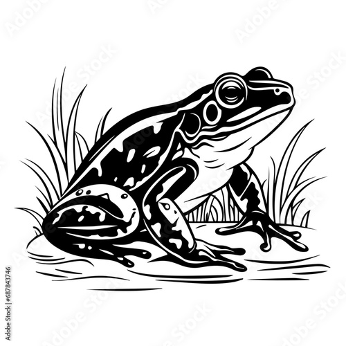 Marsh Frog Logo Monochrome Design Style