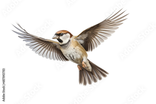 Dynamic Sparrow Soaring Freely on transparent background PNG