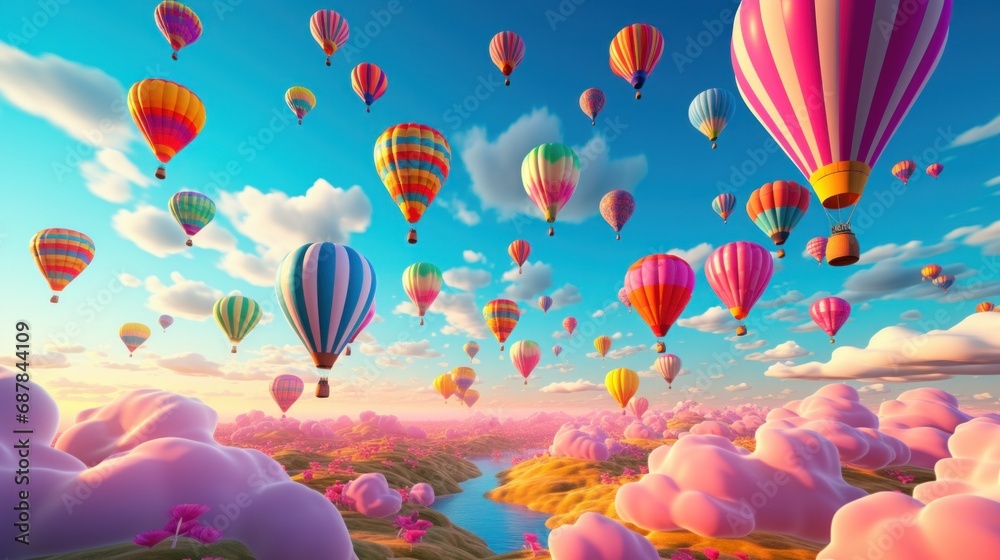 Fototapeta premium A bunch of hot air balloons flying in the sky
