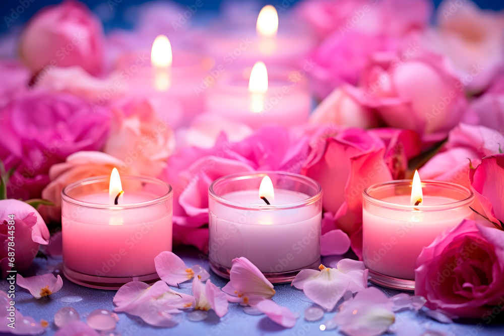 Spa theme with candles and flowers. Spa theme with candles and flowers.