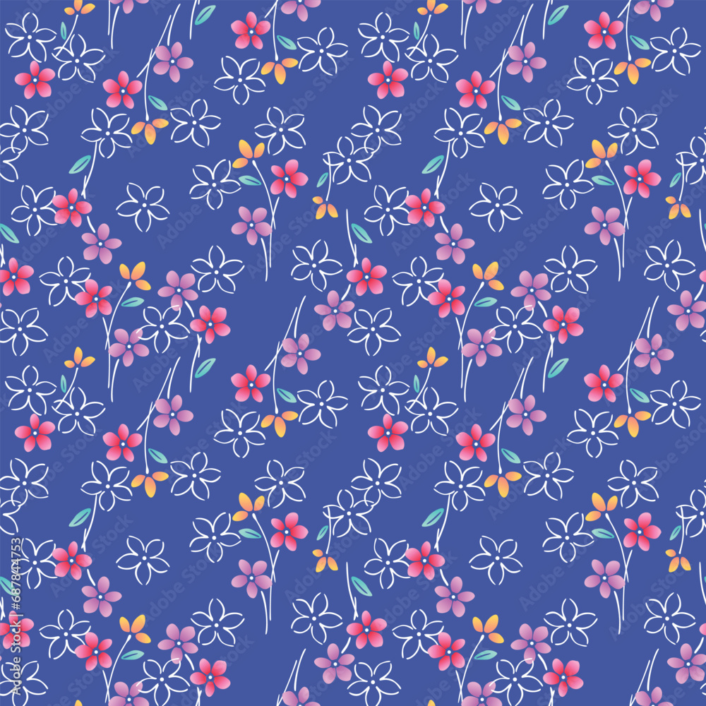 Japanese Pretty Bouquet Vector Seamless Pattern Japanese Pretty Bouquet Vector Seamless Pattern