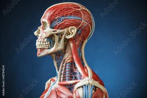 Muscular System. Illustration of Human Muscle Groups, Locations, and Functions for Anatomy Study