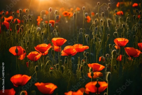 field of red poppies