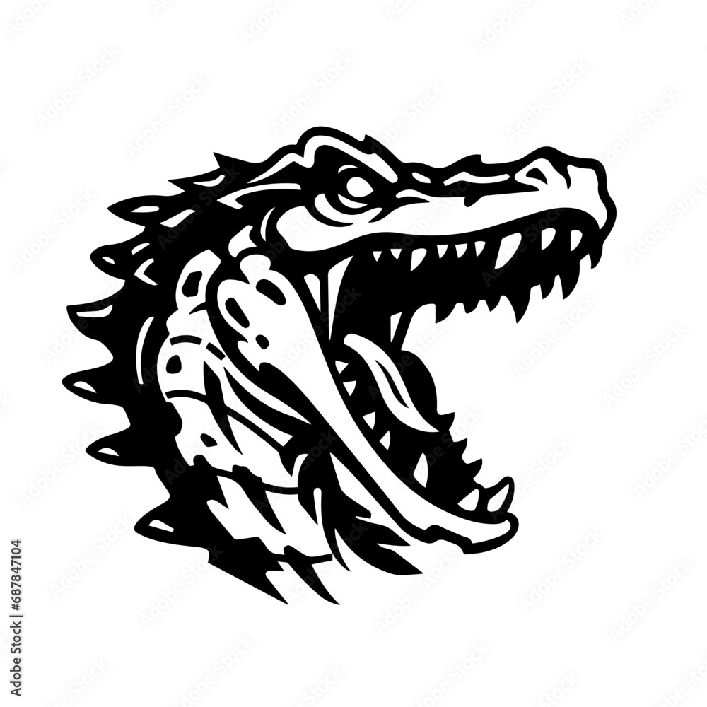 Nile crocodile Logo Monochrome Design Style