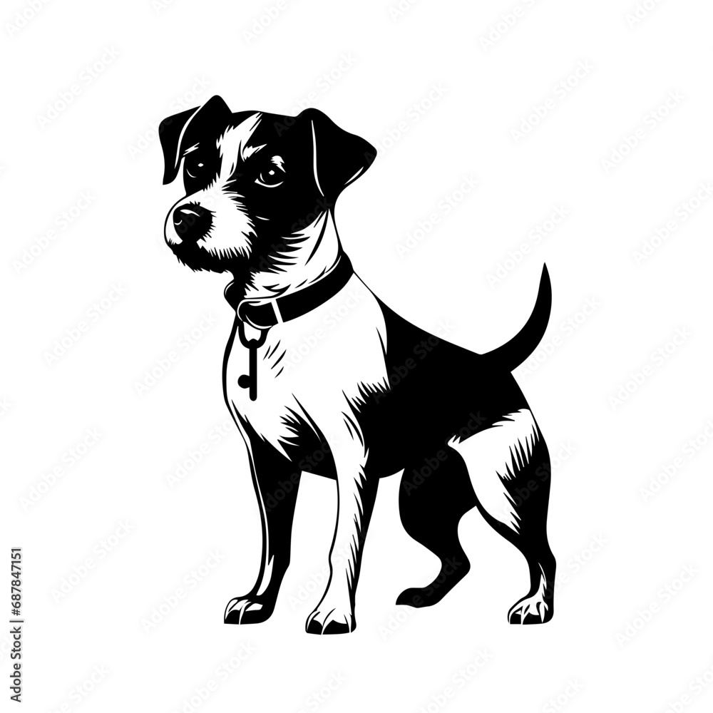 Parson Russell Terrier Logo Monochrome Design Style