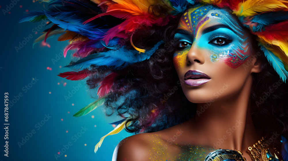 Woman in costume on Brazilian carnival	