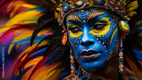Man in costume on Brazilian carnival © Kateryna Kordubailo