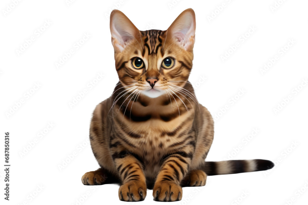Obraz premium Animal Sleek Elegance Beautiful Bengal Cat on a White or Clear Surface PNG Transparent Background