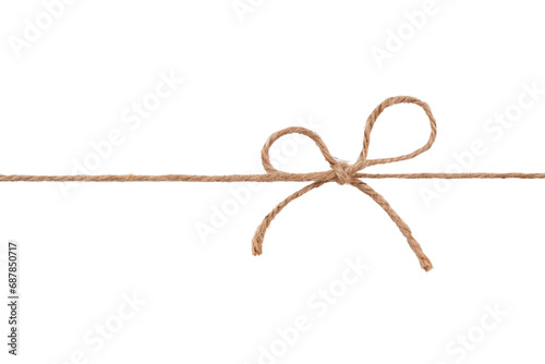 Twine tied in a bow isolated on a transparent background. photo