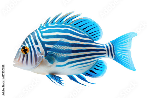 Animal Blue Striped Fish Exotic Elegance on a White or Clear Surface PNG Transparent Background