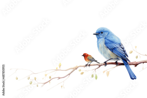 Animal Blue Bird With Red Little Bird on a White or Clear Surface PNG Transparent Background © Usama