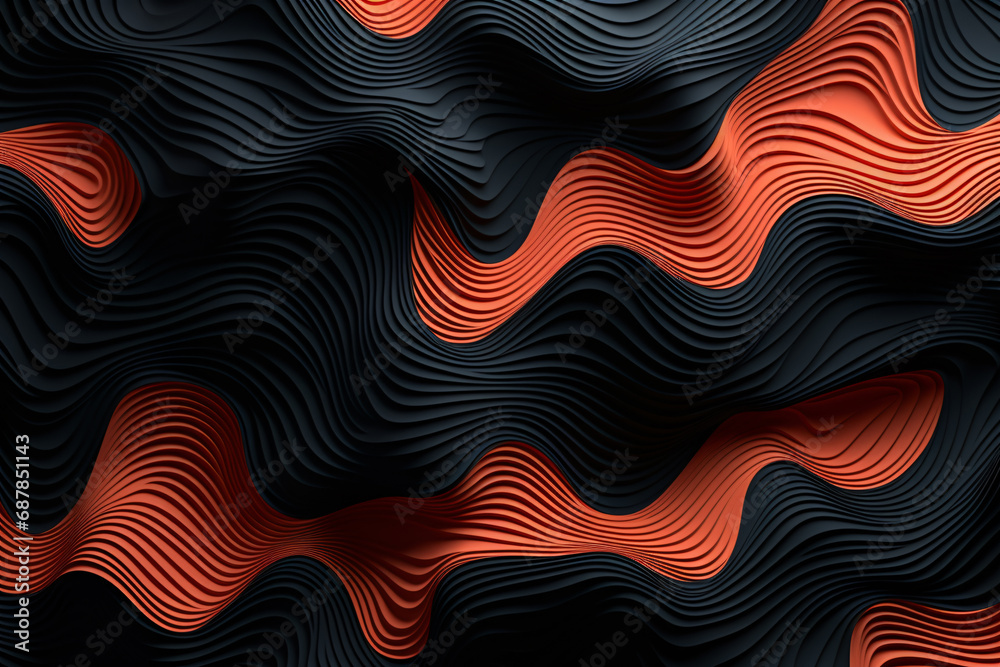 Abstract Black and Coral Wavy Background Pattern Abstract Black and Coral Wavy Background Pattern