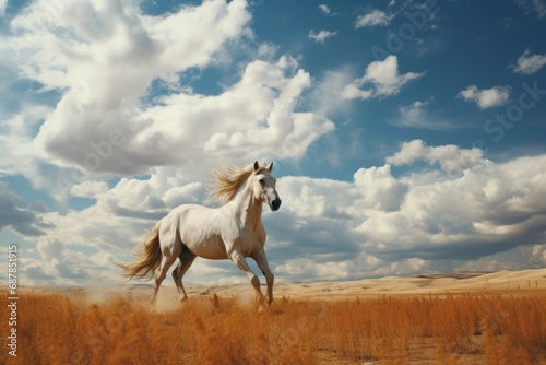 Photo of an animal s sense of freedom in wide  open spaces. Generative AI