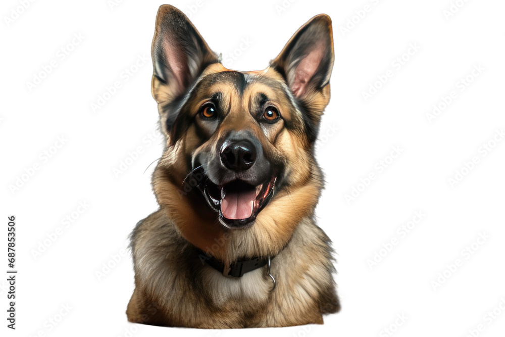 Animal Joyful Mix Smiling German Shepherd Blend on a White or Clear Surface PNG Transparent Background