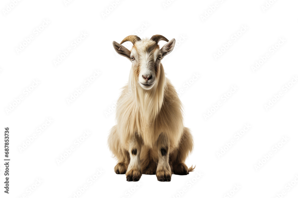 Animal Content Goat Sitting Peacefully Still on a White or Clear Surface PNG Transparent Background
