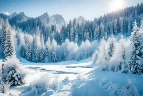 winter mountain landscape with snow