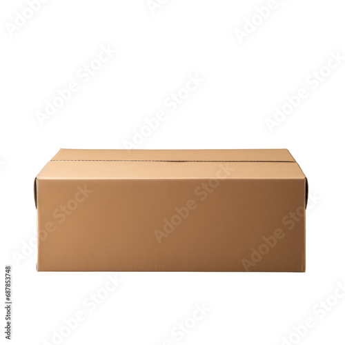 A single plain cardboard parcel from paper symbolising simple, eco-conscious packaging. © Jan