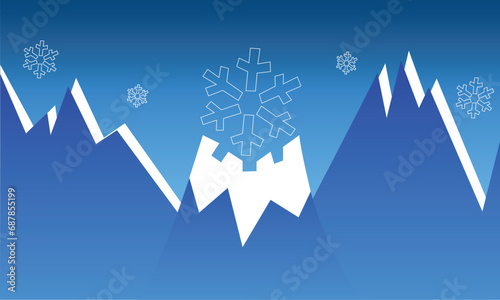 Illustration vector of a mountain scenic on the winter season