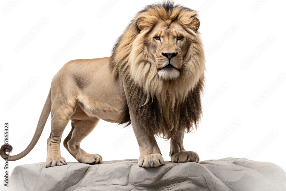 Fototapeta premium Animal Stone Throne Majestic Lions Resting Place on a White or Clear Surface PNG Transparent Background