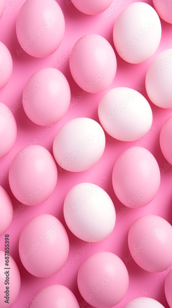 Easter eggs on pink background