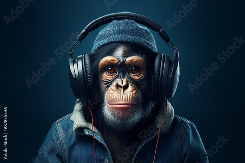 Musical Monkey Business: Funny Portrait with Headphones