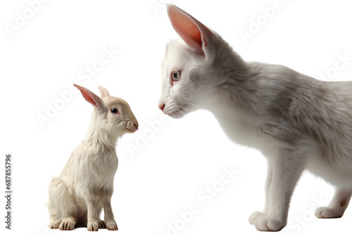 Animal Small and Large Mouse Befriends Goat on a White or Clear Surface PNG Transparent Background