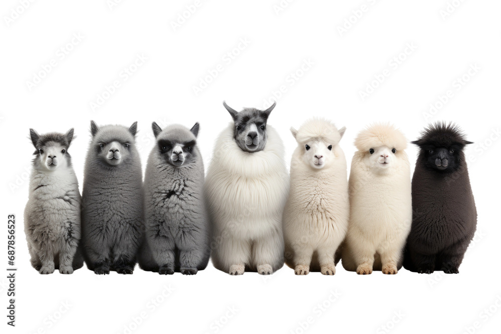 Obraz premium Animal Antarctic Meets Andean Penguins Alpacas Unite on a White or Clear Surface PNG Transparent Background