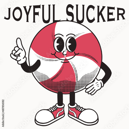 Lollipop Character Design With Slogan Joyful Sucker