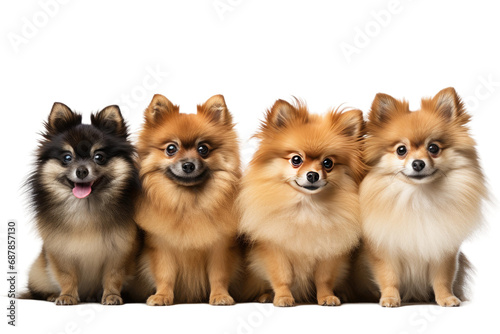 Animal Furry Crew Pomeranian Pup Ensemble on a White or Clear Surface PNG Transparent Background