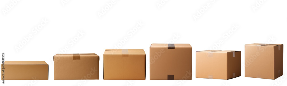 Set of 6 packaging boxes for parcels from various angles. Set of 6 packaging boxes for parcels from various angles.
