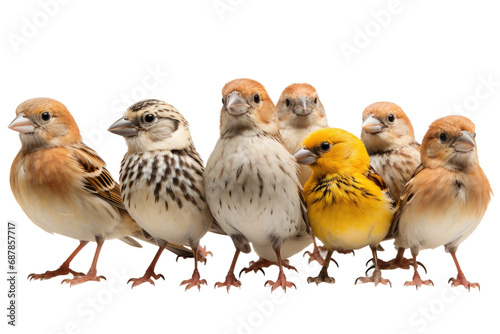 Animal Gathering of Sparrows Melodic Communion on a White or Clear Surface PNG Transparent Background