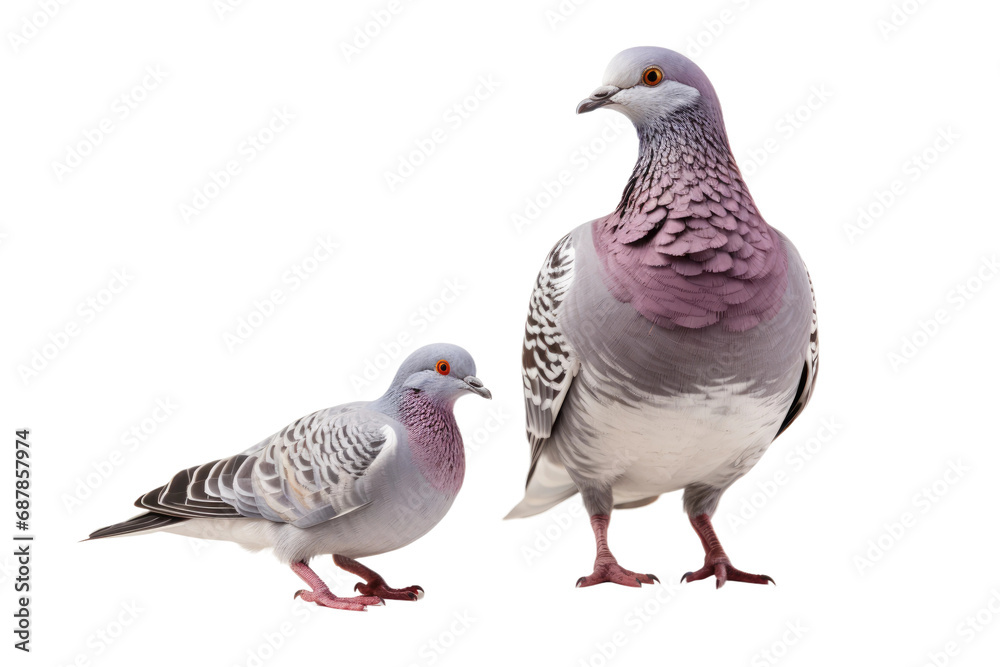Animal Proud Pigeon Engages Son in Play on a White or Clear Surface PNG Transparent Background