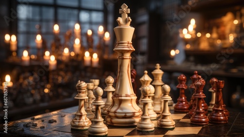 chess pieces on the board background and wallpaper