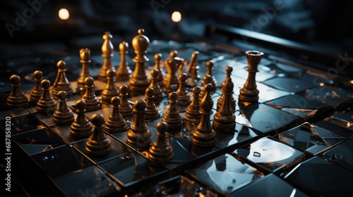 chess pieces on the board background and wallpaper photo