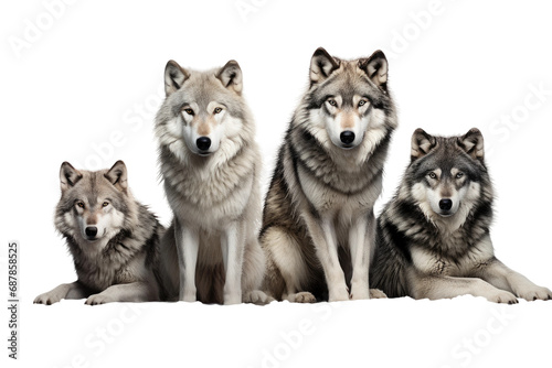 Animal Pack Unity Wolves in Formation on a White or Clear Surface PNG Transparent Background