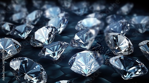 close up horizontal view of diamonds AI generated