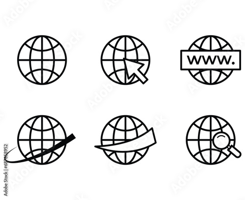 set of website icon in line style