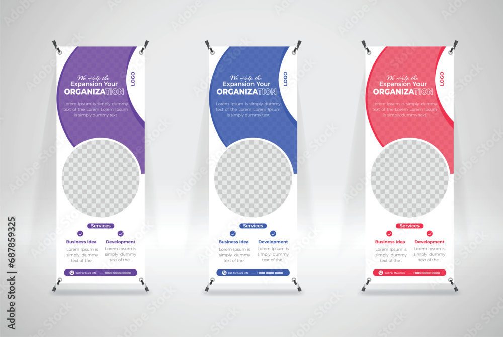 creative minimal business Rollup & x stand banner design template - obrazy, fototapety, plakaty 