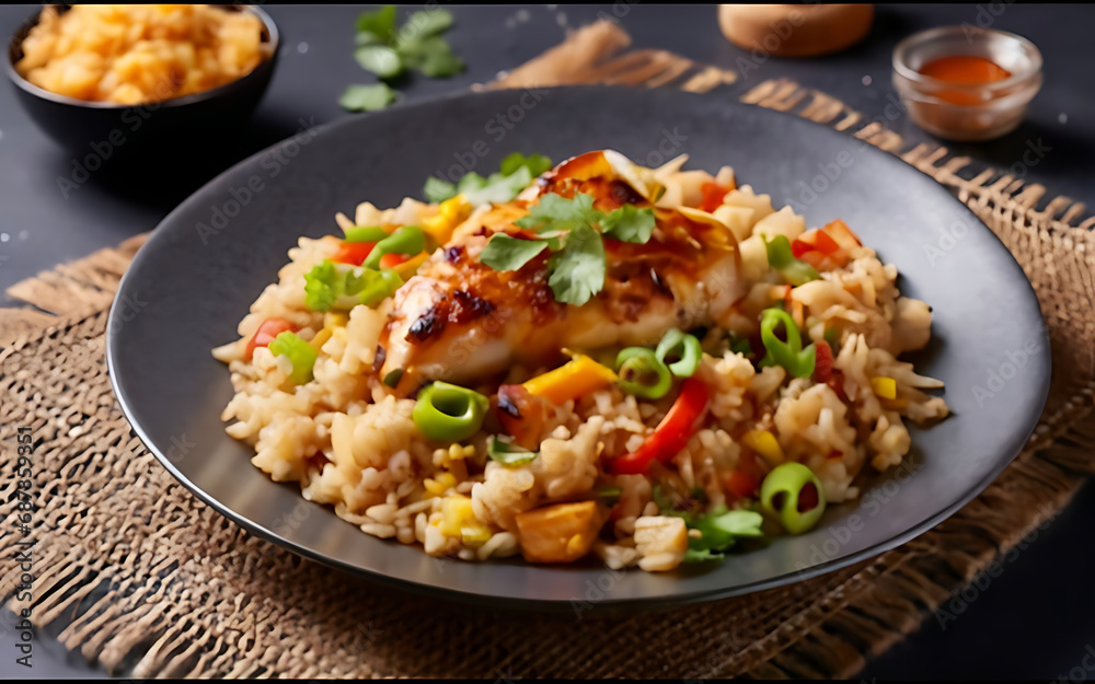 Capture the essence of Chicken Fried Rice in a mouthwatering food photography shot Generative AI Capture the essence of Chicken Fried Rice in a mouthwatering food photography shot Generative AI